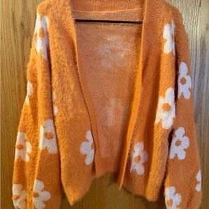 Orange Floral Women's Sweater
